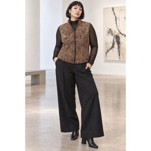 Boho Artsy Y2K 90s Sycamore Tapestry Earthy Paisley Zip Front Pockets 16 Vest
